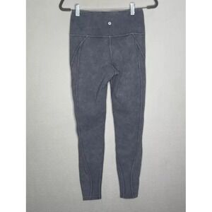 Lululemon Barre 3 Wunder Under Women Gray High Waisted Moto Ankle Legging Size 6